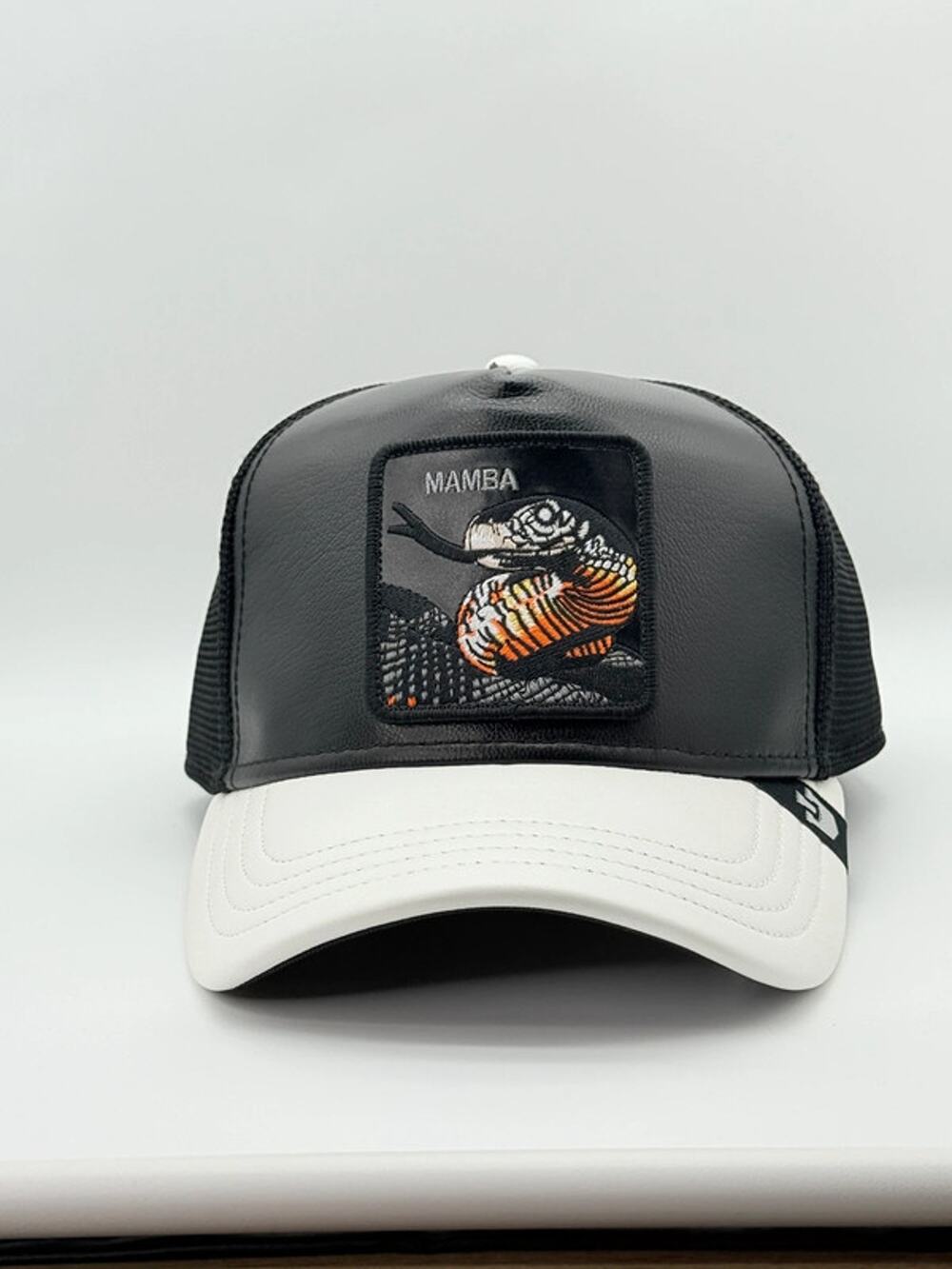 Goorin Bros. The Farm Black Mamba Black /White Faux Leather Snapback Trucker Hat